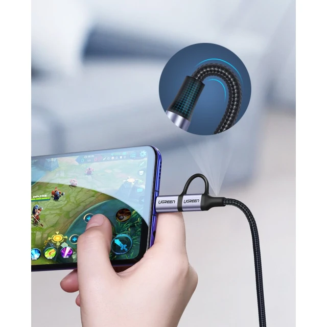 Кабель Ugreen 2-in-1 USB-A/micro USB/USB Type-C 2.4A 1m Black (UGR243BLKGRY)