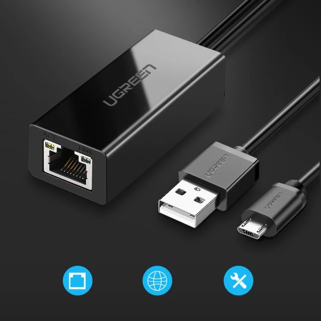 Адаптер Ugreen USB-A 100Mbps to Chromecast 1m Black (6957303839858)