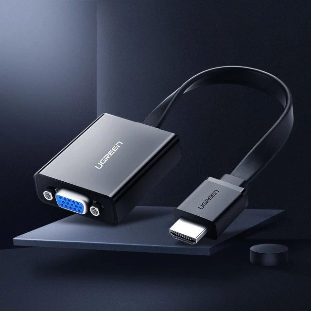 Адаптер Ugreen HDMI to VGA micro USB/Audio Mini Jack 3.5mm Black (UGR377BLK)
