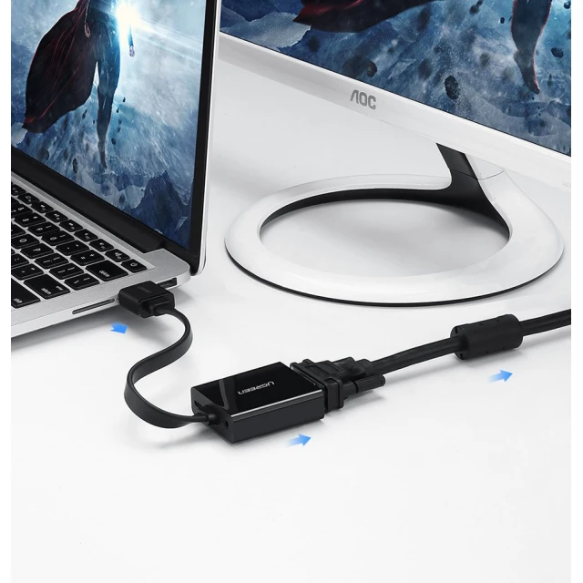 Адаптер Ugreen HDMI to VGA micro USB/Audio Mini Jack 3.5mm Black (UGR377BLK)