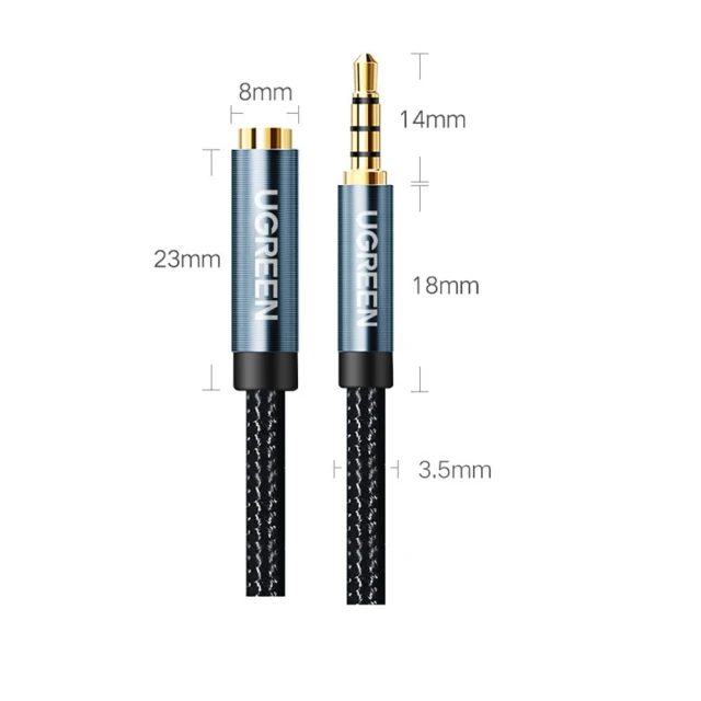 Адаптер Ugreen Mini Jack 3.5mm 0.5m Blue (6957303846726)