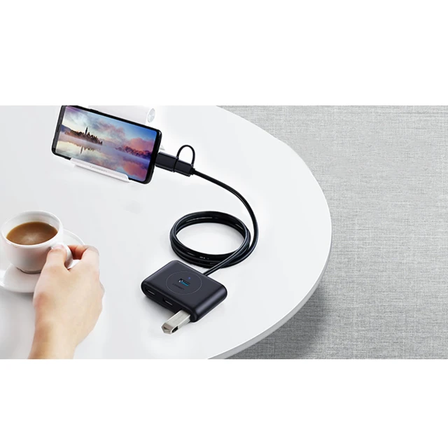 USB-хаб Ugreen 4-in-1 USB-C/USB-A to 4x USB-A 1m Black (6957303848508)