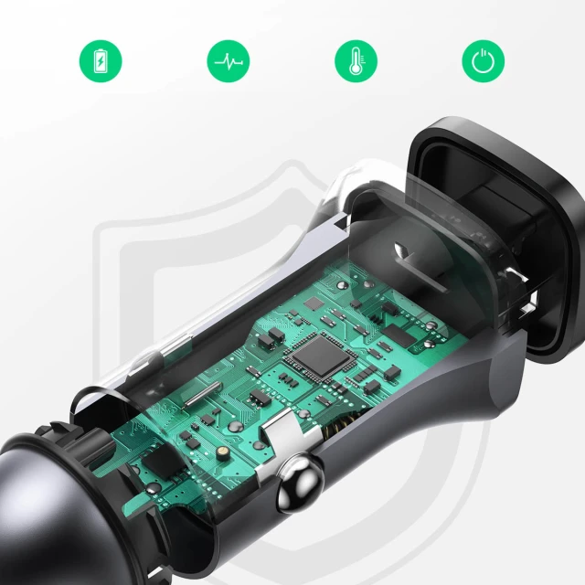 Автомобільний зарядний пристрій Ugreen USB-A/USB-C 30W Grey (6957303848584)