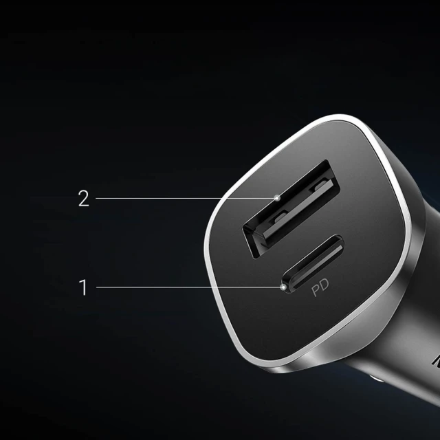 Автомобільний зарядний пристрій Ugreen USB-A/USB-C 30W Grey (6957303848584)