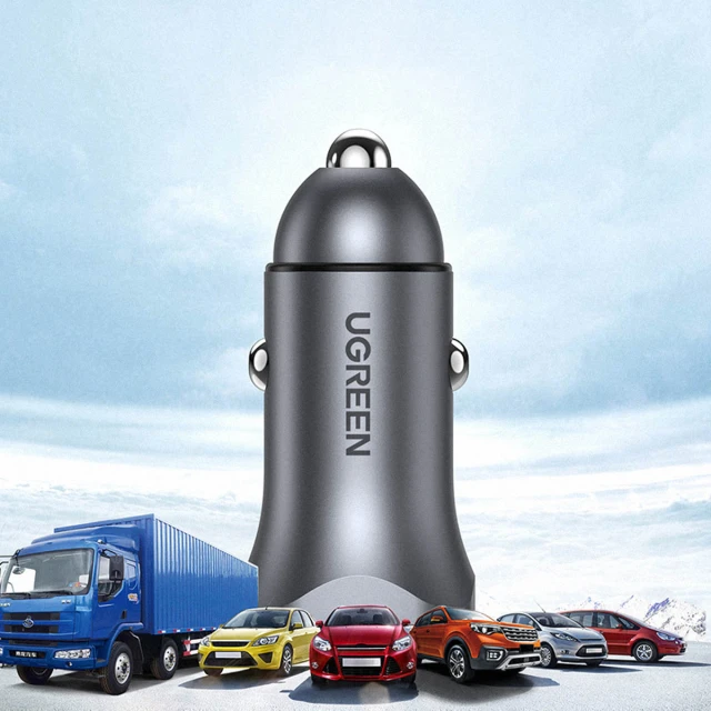 Автомобільний зарядний пристрій Ugreen USB-A/USB-C 30W Grey (6957303848584)