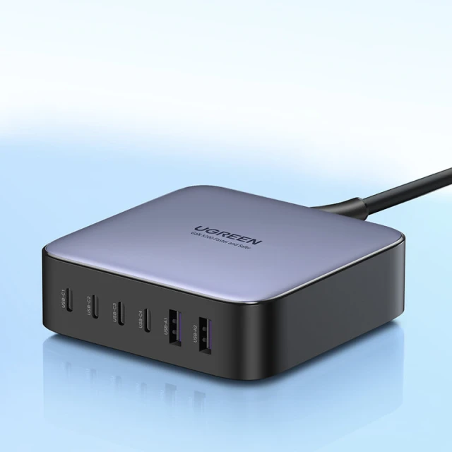Багатопортовий зарядний пристрій Ugreen 200W PPS 4x USB Type-C/2x USB-A Gray (6957303849147)