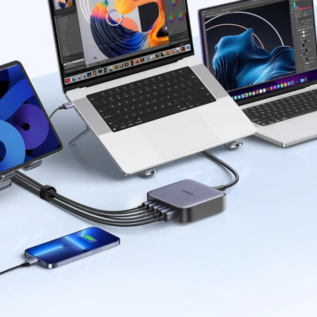 Багатопортовий зарядний пристрій Ugreen 200W PPS 4x USB Type-C/2x USB-A Gray (6957303849147)