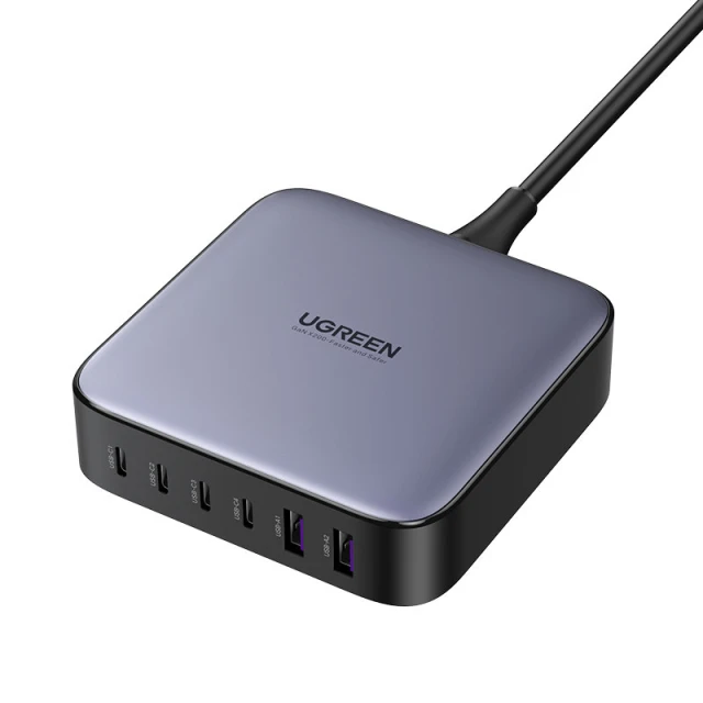 Багатопортовий зарядний пристрій Ugreen 200W PPS 4x USB Type-C/2x USB-A Gray (6957303849147)