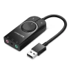 Адаптер Ugreen USB-A to 3.5mm Mini Jack with Volume Control 15cm Black (UGR084BLK)