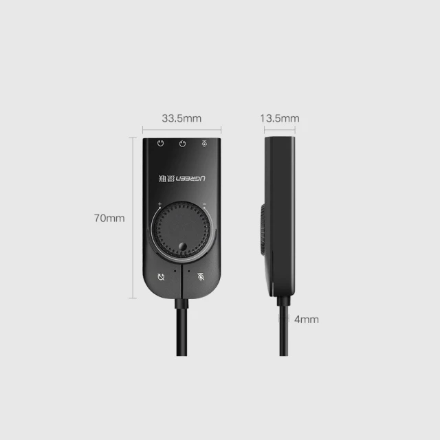 Адаптер Ugreen USB-A to 3.5mm Mini Jack with Volume Control 15cm Black (UGR084BLK)
