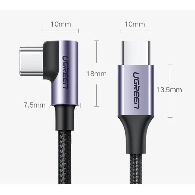 Кабель Ugreen USB Type-C to USB Type-C 60W 20V 3A 2m Black Gray (UGR1127BLK)