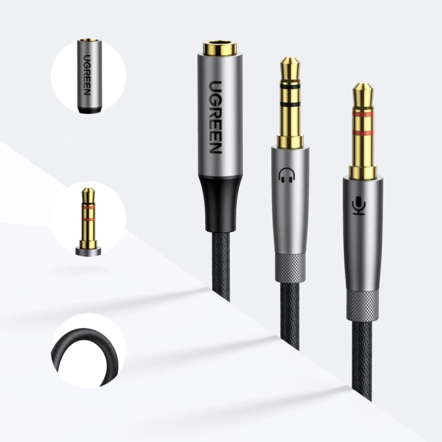 Кабель Ugreen AUX Splitter Cable 3.5mm Mini Jack to 2x 3.5mm Mini Jack Silver (6957303852550)