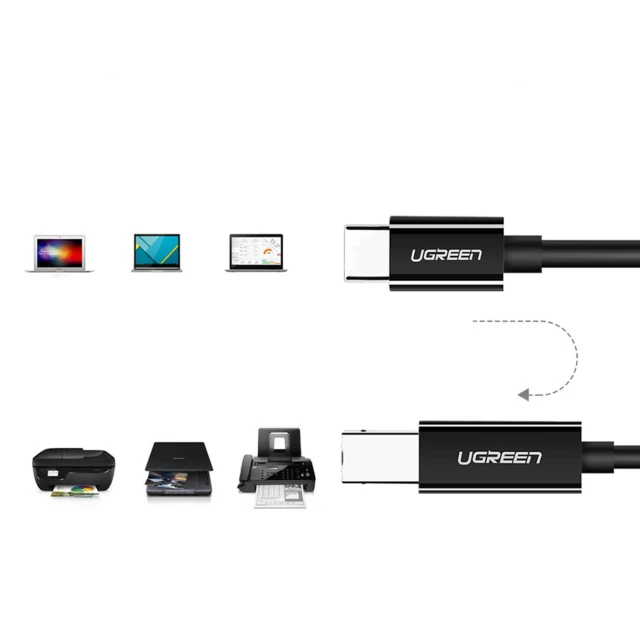Кабель Ugreen USB-C to USB-B 480Mb/s 2m Black (6957303854462)