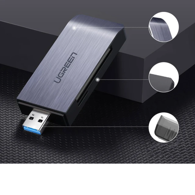 Адаптер Ugreen SD/micro SD/CF/MS Card Reader for USB-А Gray (UGR324SLV)