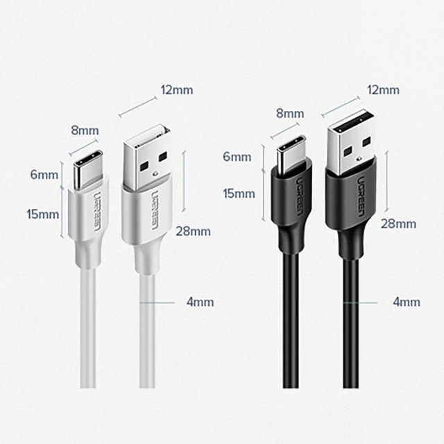 Кабель Ugreen Quick Charge USB-A to USB Type-C 3A 0.25m Black (6957303861149)