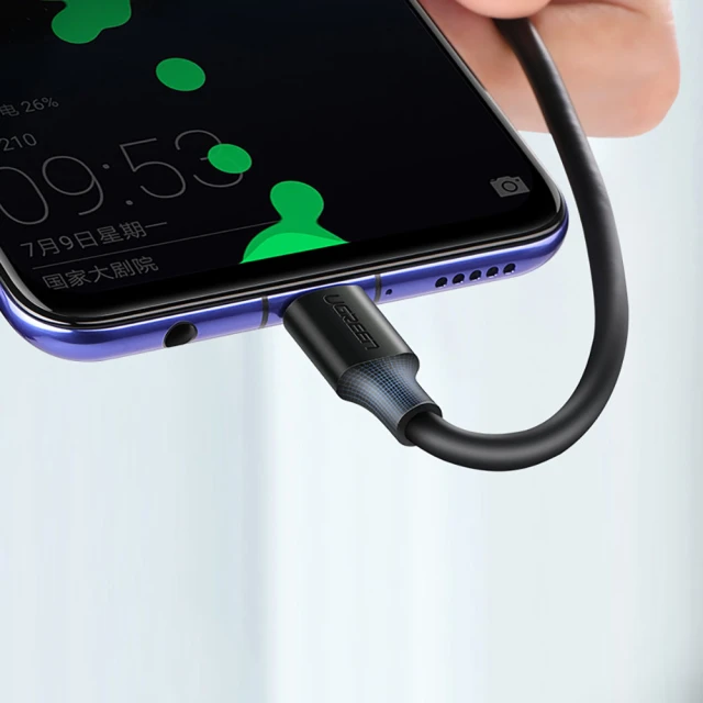 Кабель Ugreen Quick Charge USB-A to USB Type-C 3A 0.25m Black (6957303861149)