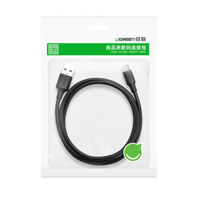Кабель Ugreen Quick Charge USB-A to USB Type-C 3A 0.25m Black (6957303861149)
