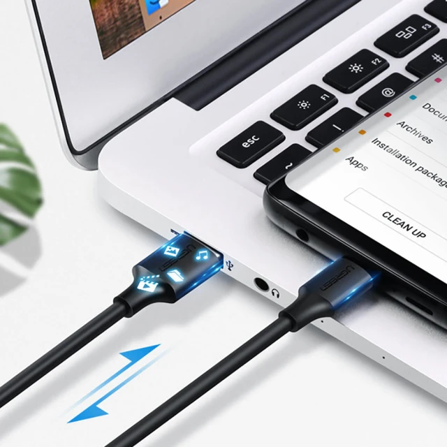 Кабель Ugreen Quick Charge USB-A to USB Type-C 3A 0.25m Black (6957303861149)