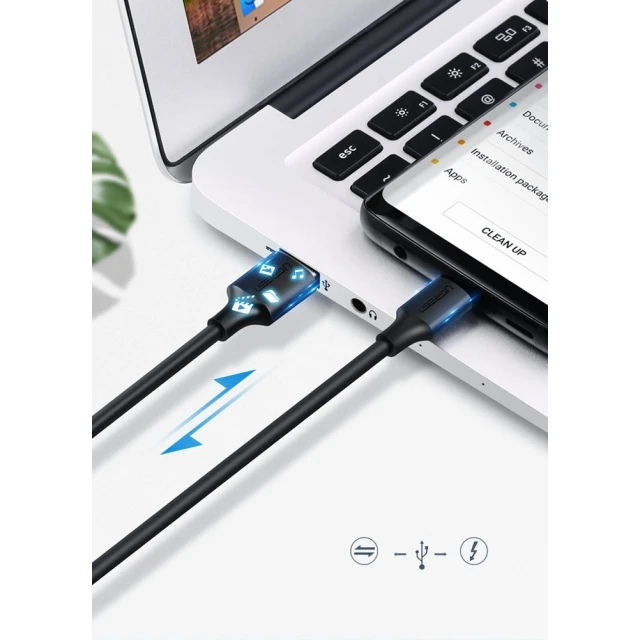 Кабель Ugreen USB-A to USB Type-C 2A 0.5m Black (6957303861156)