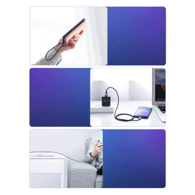 Кабель Ugreen Quick Charge USB-A to USB Type-C 3A 2m Gray (UGR068BLK)