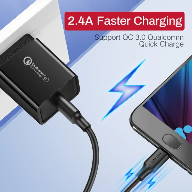 Кабель Ugreen US289 USB-A to microUSB Fast Charging 18W 0.5m Black (60135)