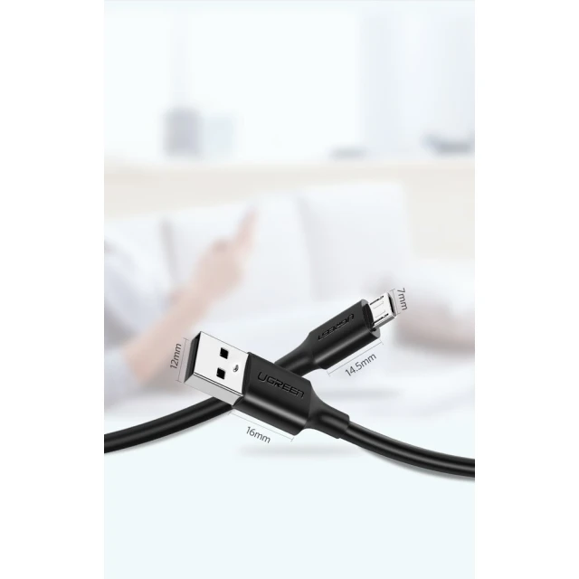 Кабель Ugreen USB-A to micro USB 2m Black (6957303861385)
