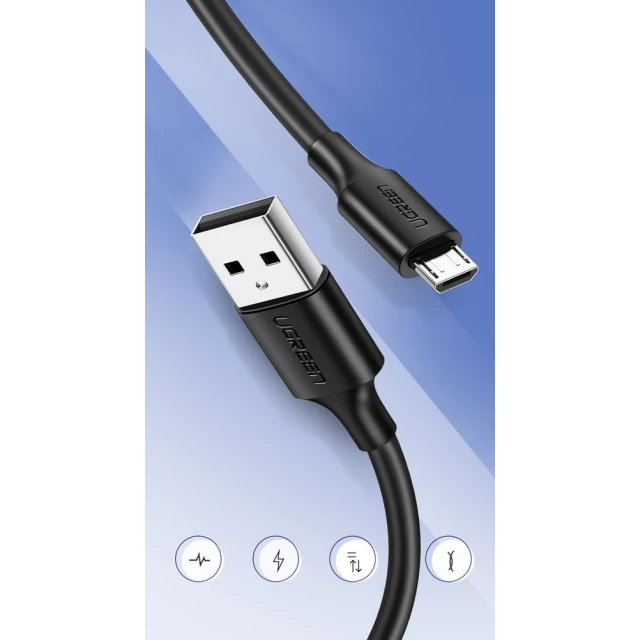 Кабель Ugreen USB-A to micro USB 2m Black (6957303861385)