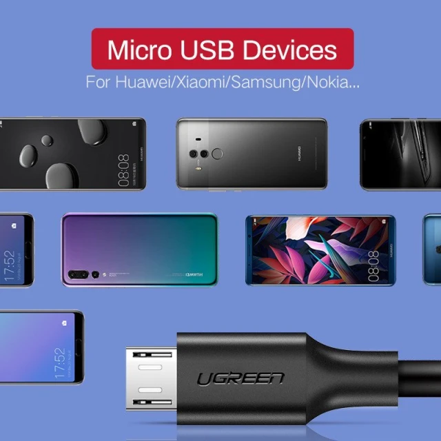 Кабель Ugreen US289 USB-A to microUSB Fast Charging 18W 1m White (60141-Ugreen)