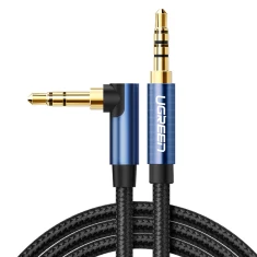 Кабель Ugreen AUX Angled Cable 2x Mini Jack 3.5mm 1.5m Blue (6957303861804)