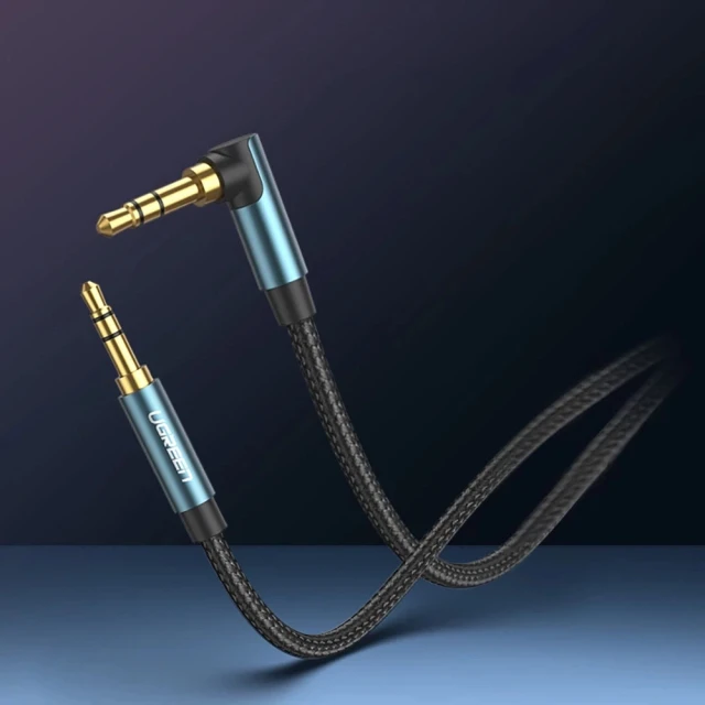 Кабель Ugreen AUX Angled Cable 2x Mini Jack 3.5mm 1.5m Blue (6957303861804)