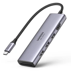 USB-хаб Ugreen 5-in-1 USB Type-C to 3x USB 3.2 Gen 1/HDMI 4K 60Hz/SD/TF Gray (UGR1078GRY)
