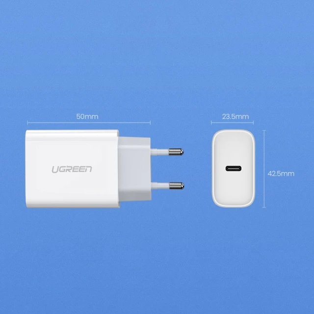Мережевий зарядний пристрій Ugreen QC/PD 20W USB-C White (60450-ugreen)