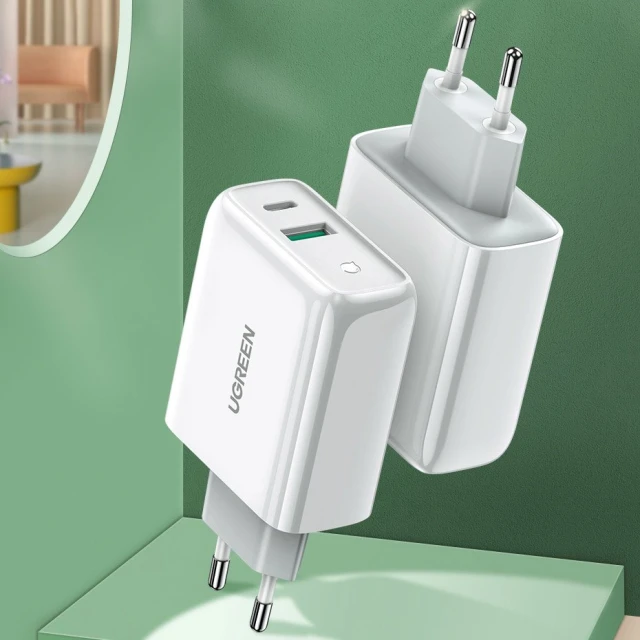 Мережевий зарядний пристрій Ugreen FC/QC 36W USB-C | USB-A White (60468 CD170)