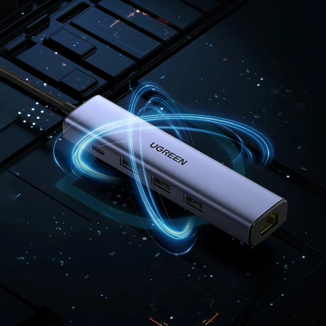 USB-хаб Ugreen USB-A (male)/USB Type-C/3x USB-A (female)/Ethernet RJ45 Gray (UGR1219SLV)
