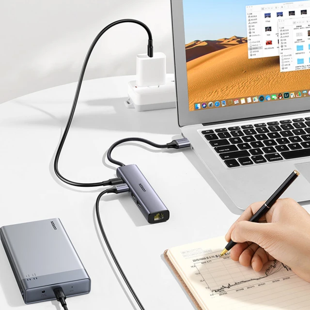 USB-хаб Ugreen USB-A (male)/USB Type-C/3x USB-A (female)/Ethernet RJ45 Gray (UGR1219SLV)