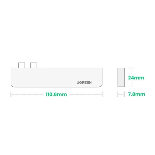 USB-хаб Ugreen 2x USB Type-C to USB Type-C PD/3x USB-A 3.0 Gray (UGR1406)