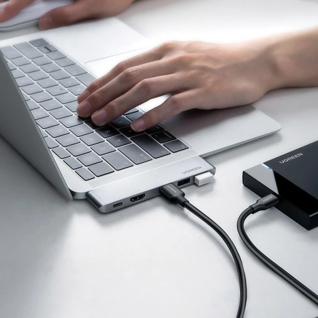 USB-хаб Ugreen 2x USB Type-C to USB Type-C PD/3x USB-A 3.0 Gray (UGR1406)