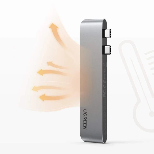 USB-хаб Ugreen 2x USB Type-C to USB Type-C PD/3x USB-A 3.0 Gray (UGR1406)