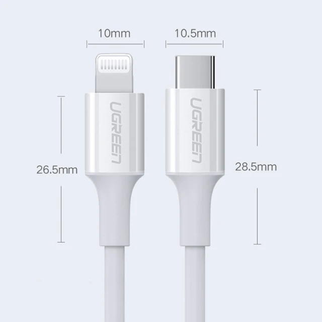 Кабель Ugreen MFi USB Type-C to Lightning 3A 1.5m White (UGR1290WHT)