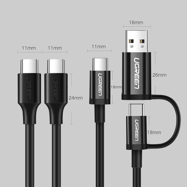 Кабель Ugreen USB Type-C 3A 3m Black (UGR1154BLK)