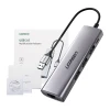 USB-хаб Ugreen CM266 5-in-1 USB-A to 3xUSB-A/microUSB/RJ45 Grey (60812)