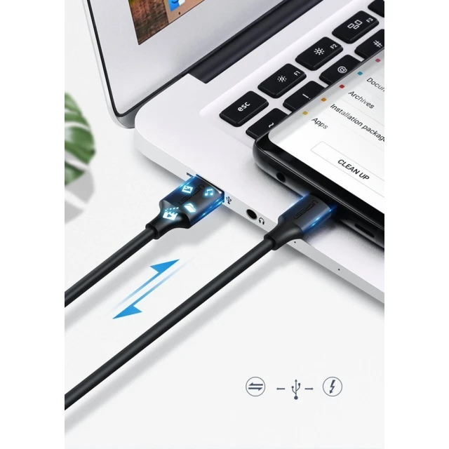 Кабель Ugreen USB-A to USB Type-C 3A 3m Black (UGR1163BLK)
