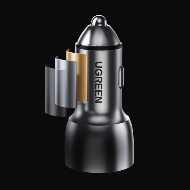 Автомобільний зарядний пристрій Ugreen Quick Charge USB-A/USB Type-C 36W 3A Gray (UGR691GRY)