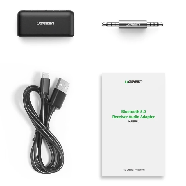 Аудіоприймач Ugreen Bluetooth 5.0 Audio Receiver AUX Mini Jack for Car Black (UGR496)