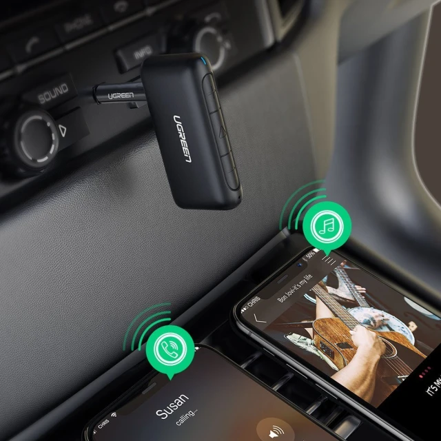 Аудіоприймач Ugreen Bluetooth 5.0 Audio Receiver AUX Mini Jack for Car Black (UGR496)