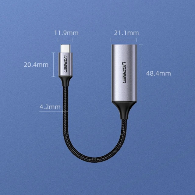 Адаптер Ugreen USB Type-C to HDMI 2.0 Adapter 4K 60 Hz Thunderbolt 3 for MacBook/PC Gray (UGR330GRY)