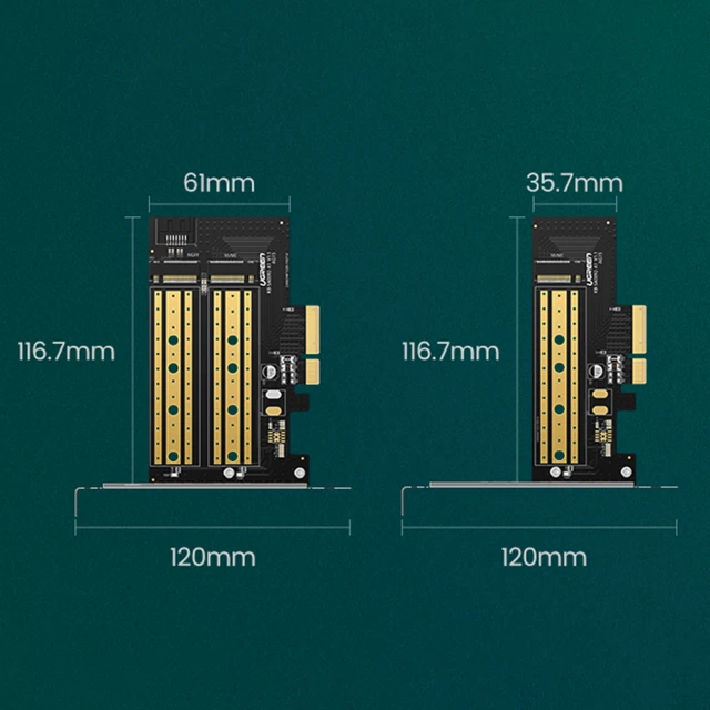 Адаптер карти розширення Ugreen PCIe 3.0x4 SSD M.2 M-Key | M.2 B-Key Black (70504-ugreen)