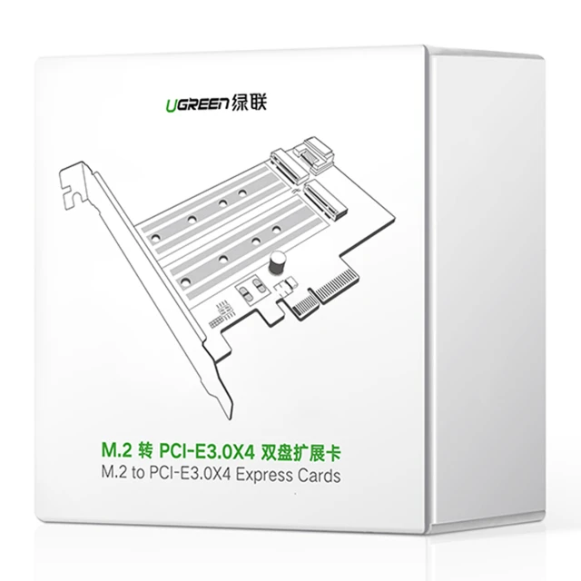Адаптер карти розширення Ugreen PCIe 3.0x4 SSD M.2 M-Key | M.2 B-Key Black (70504-ugreen)