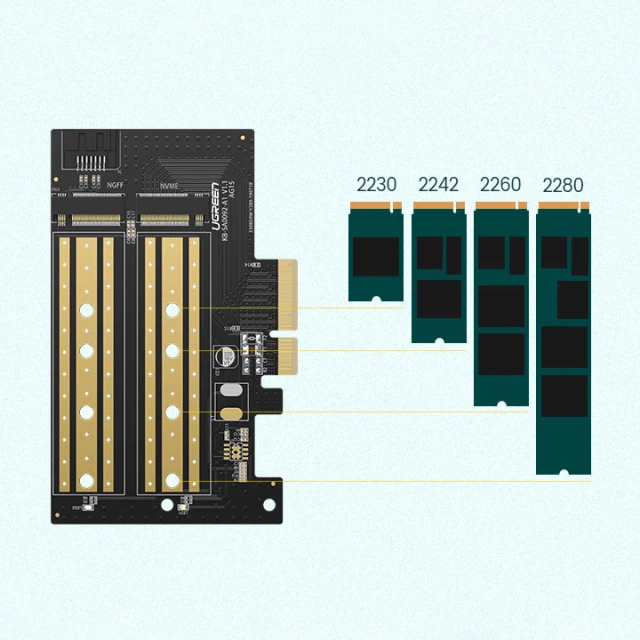 Адаптер карти розширення Ugreen PCIe 3.0x4 SSD M.2 M-Key | M.2 B-Key Black (70504-ugreen)