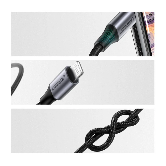 Кабель Ugreen AUX Lightning to 3.5mm Mini Jack 1m Gray (UGR682GRY)